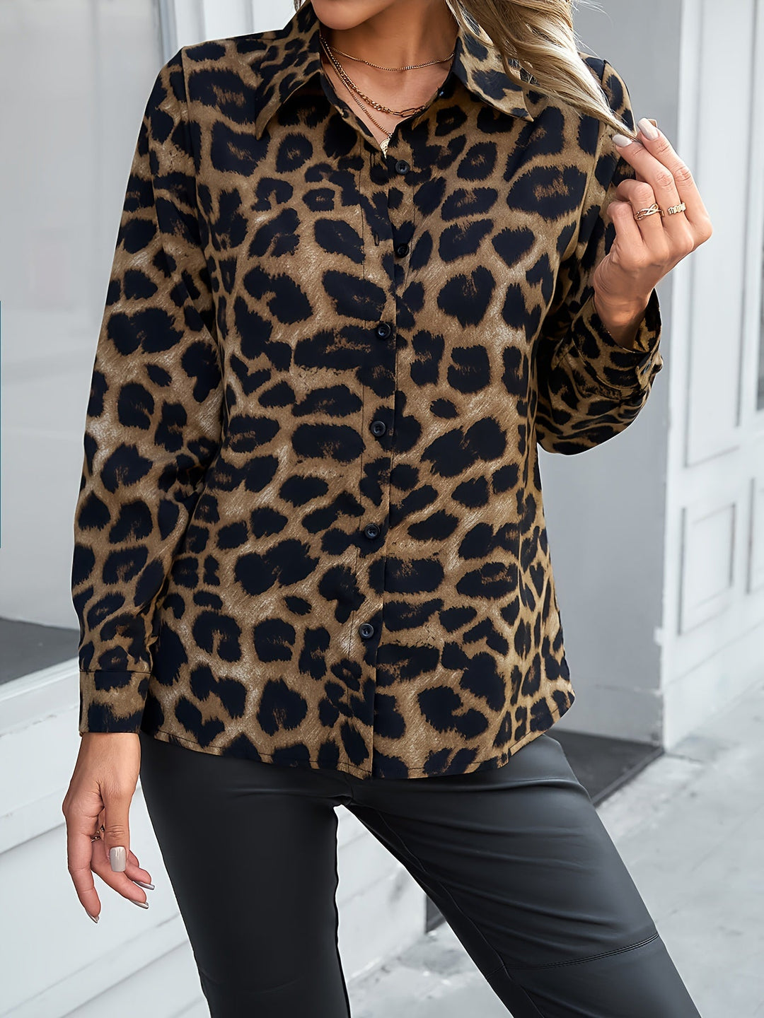 Lilia - Leopard Print Polo Shirt