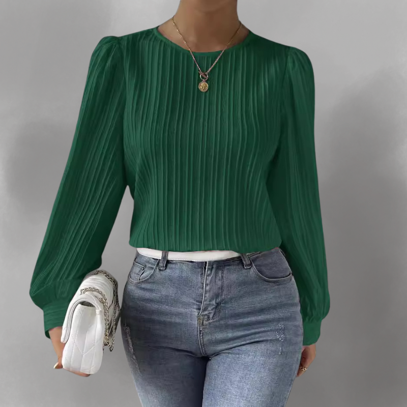 Carly – Pleated Long-Sleeve Blouse