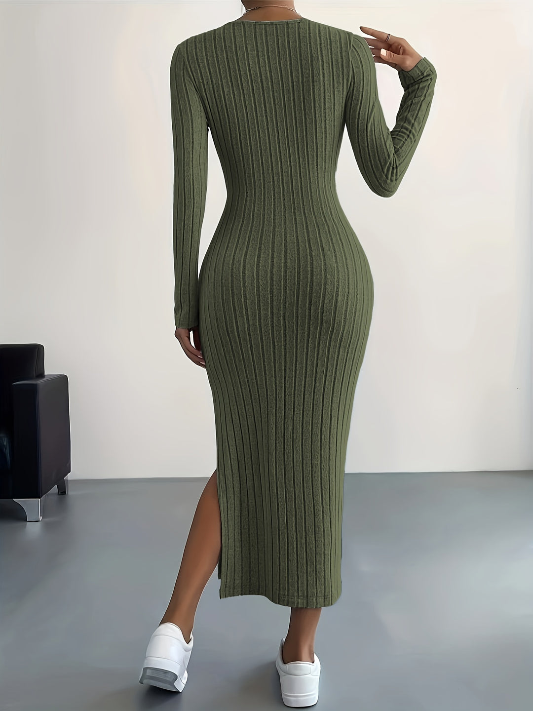 Daphne – Ribbed Knit Midi Dress