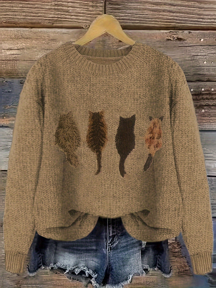 Cheska – Knit Sweater with Cat Design