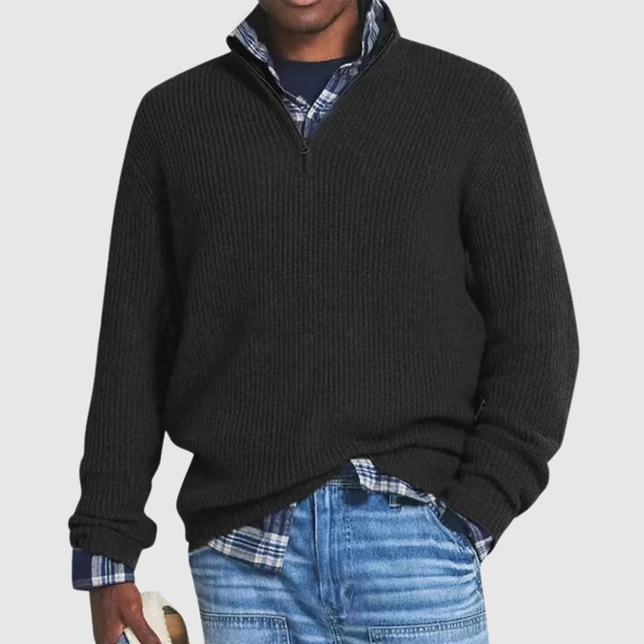 Martino - Refined sweater with half zip