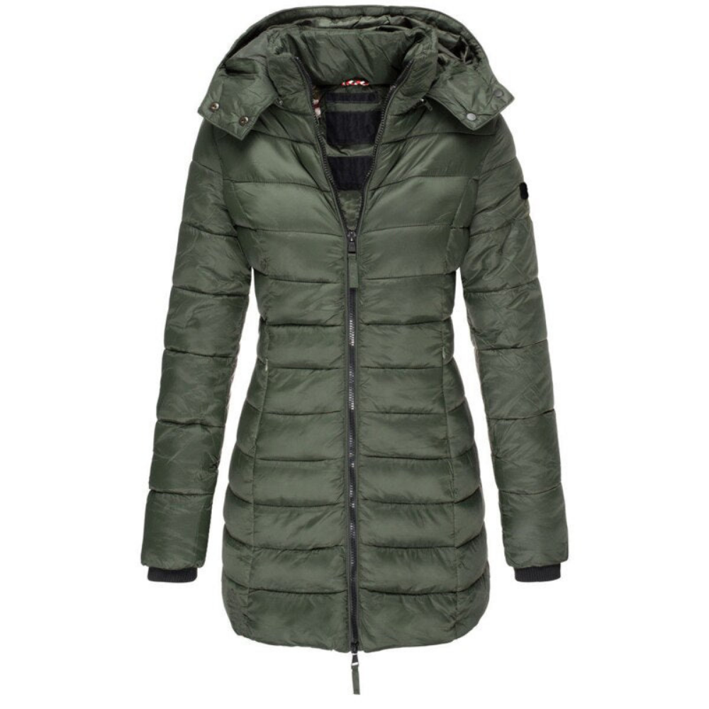 Sarah – Longline Puffer Coat with Hood