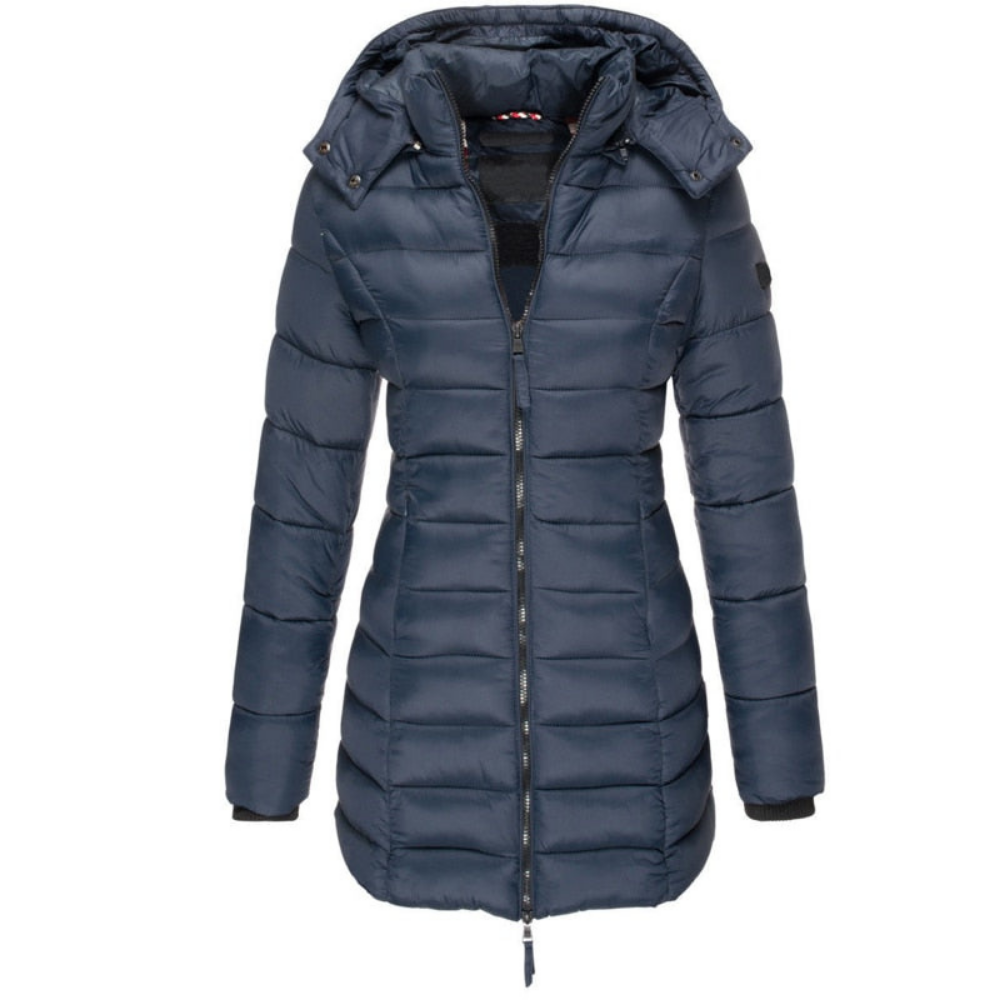 Sarah – Longline Puffer Coat with Hood