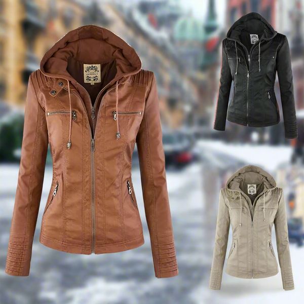 Carolina | Stylish and versatile hooded leather jacket