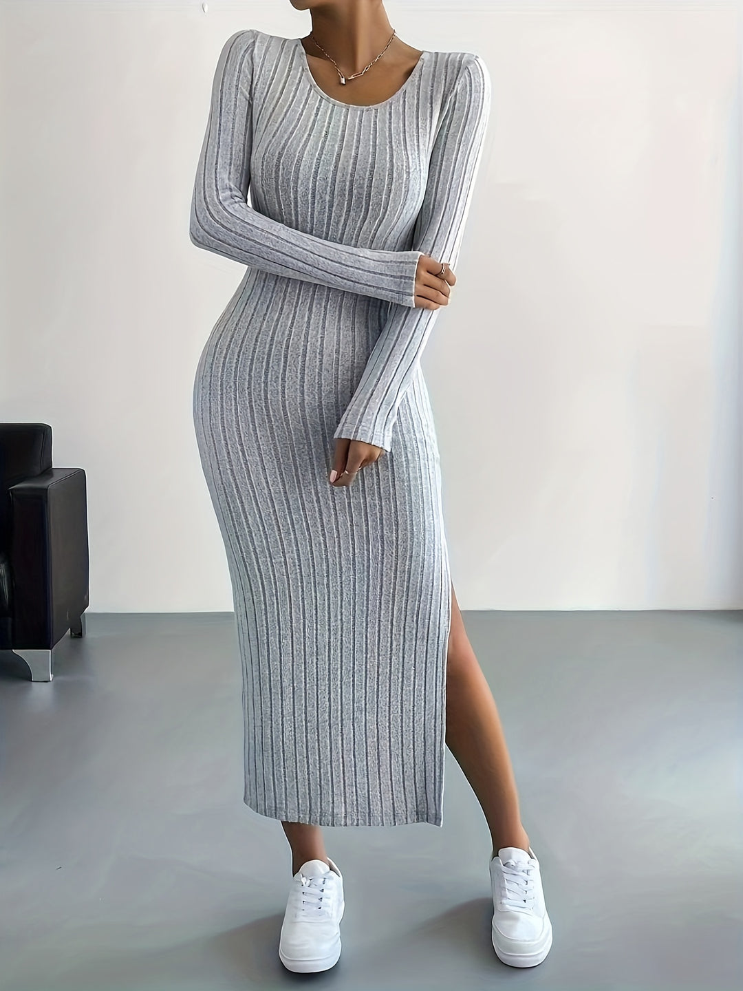 Daphne – Ribbed Knit Midi Dress