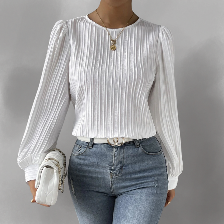 Carly – Pleated Long-Sleeve Blouse