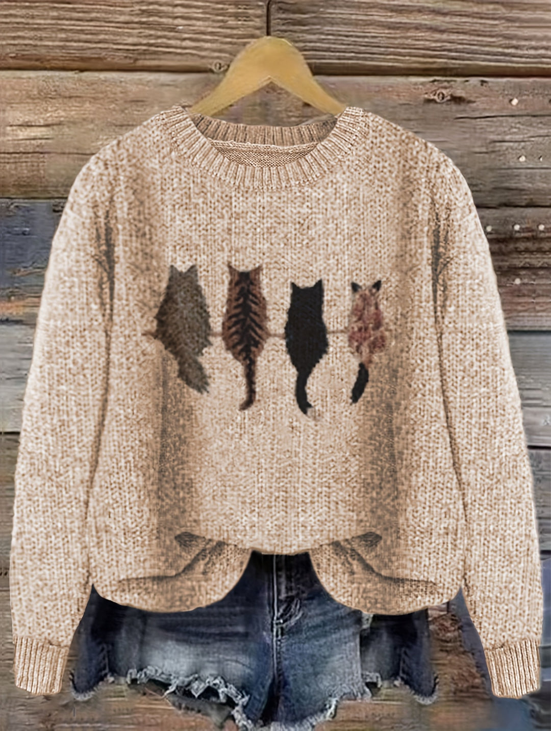 Cheska – Knit Sweater with Cat Design