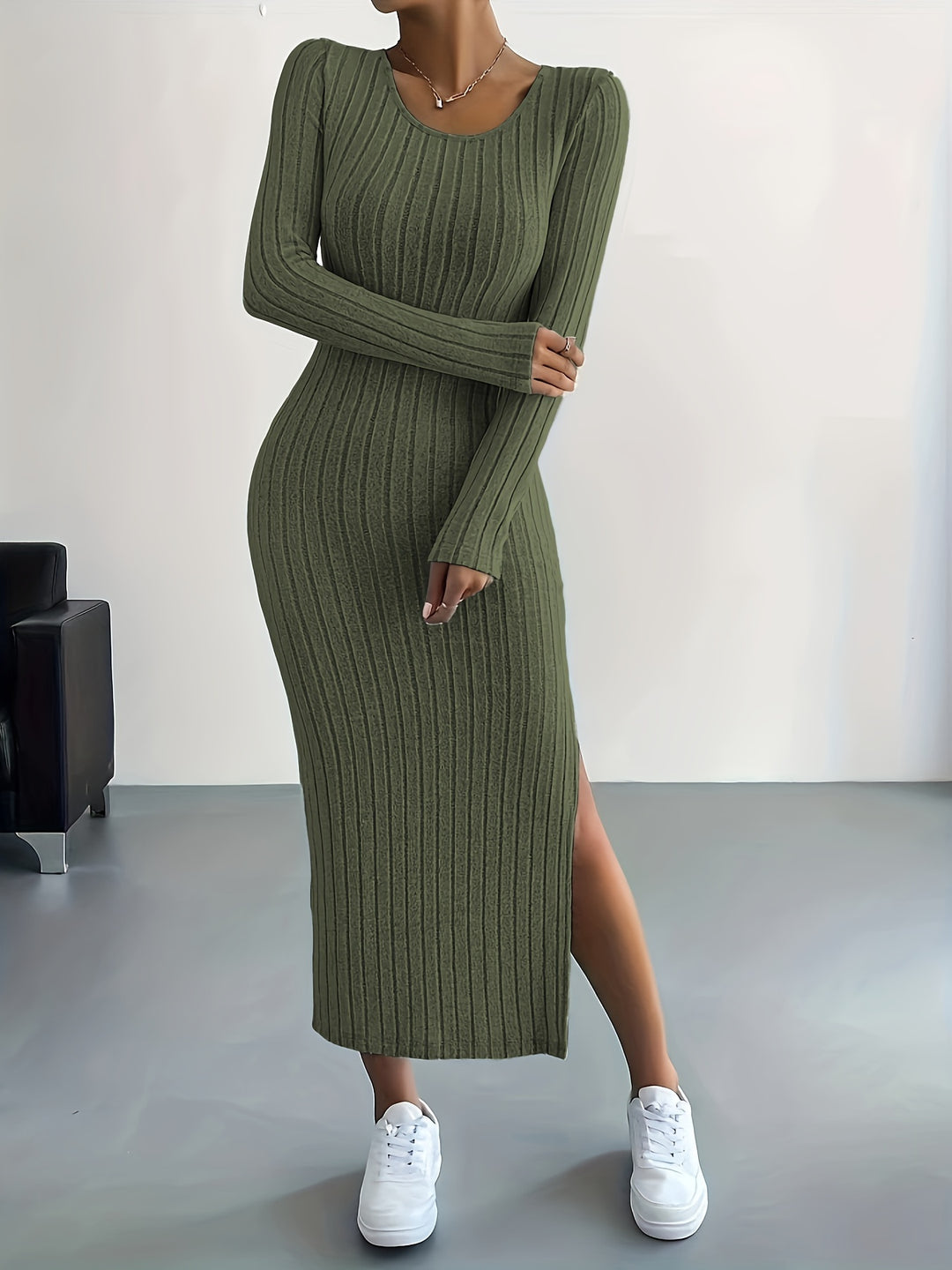 Daphne – Ribbed Knit Midi Dress