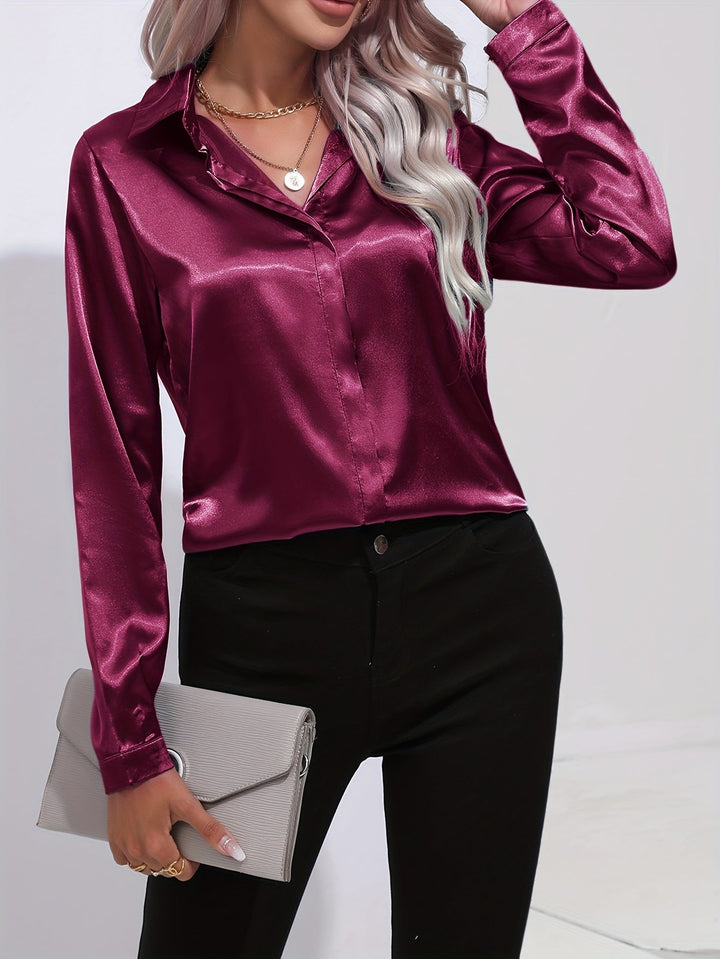 Luna - Satin Button-Up Blouse