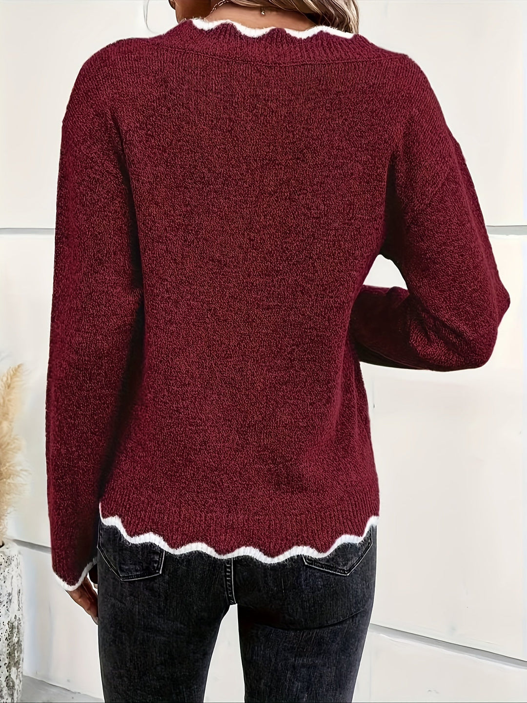 Elsie – Ruffled V-Neck Sweater