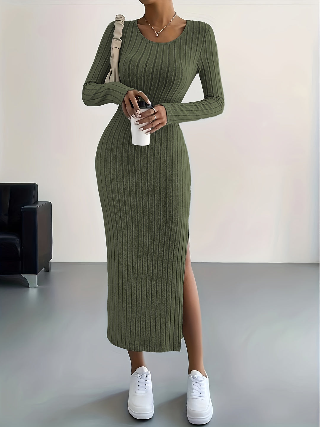 Daphne – Ribbed Knit Midi Dress