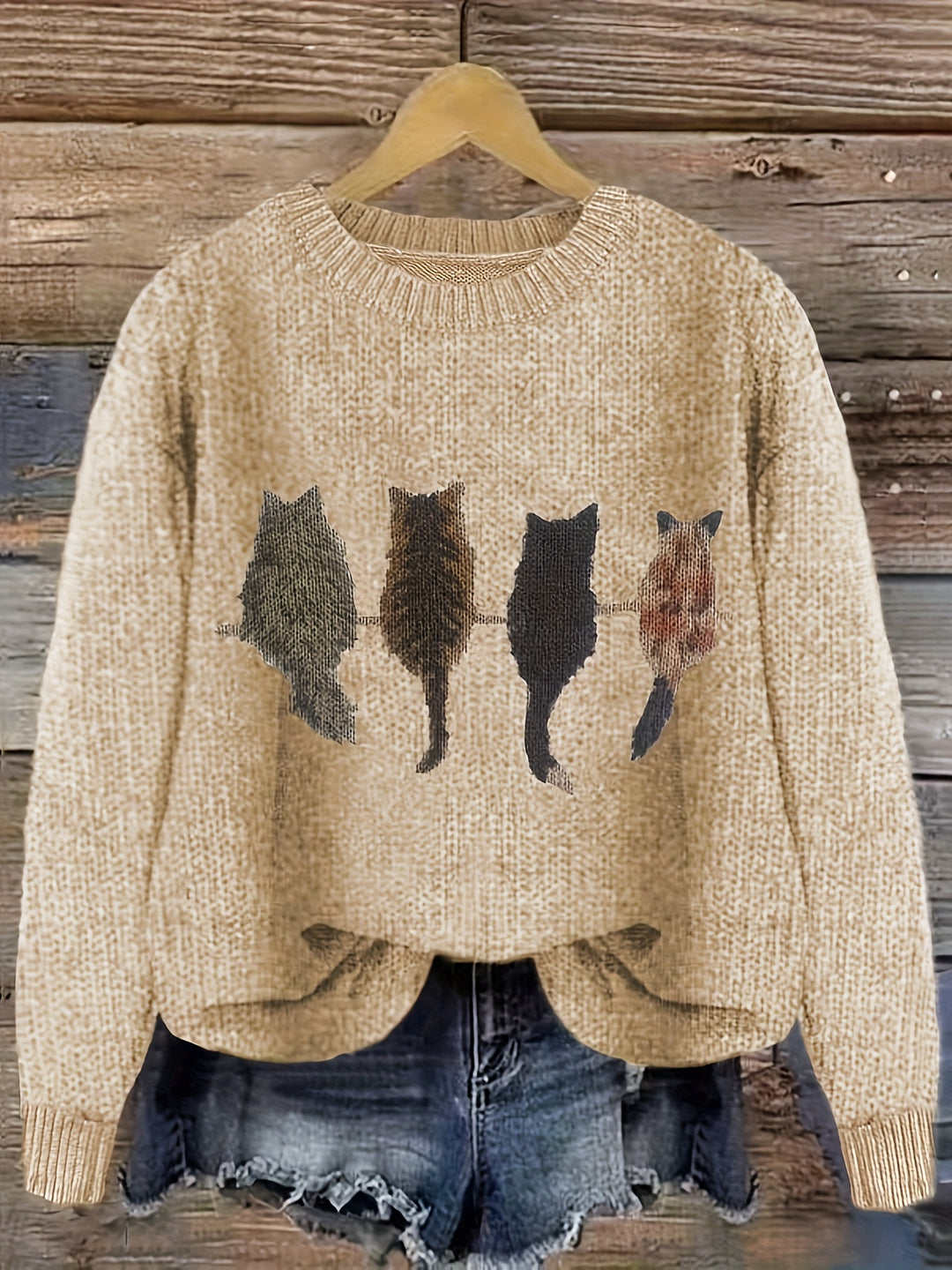 Cheska – Knit Sweater with Cat Design