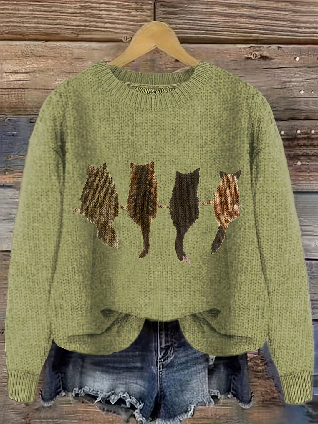 Cheska – Knit Sweater with Cat Design