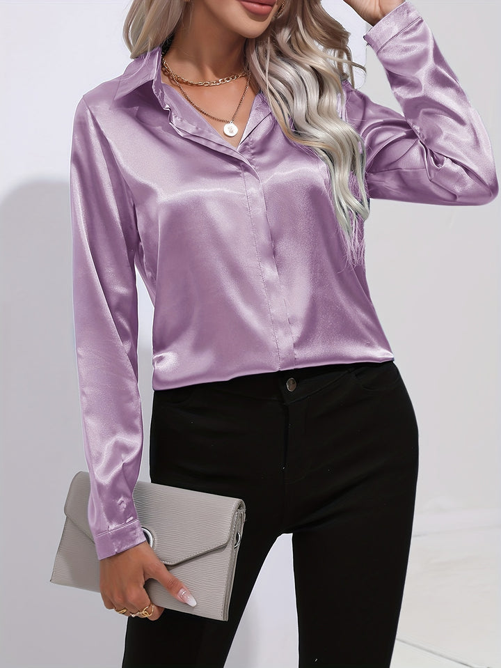 Claire – Satin Button-Up Blouse