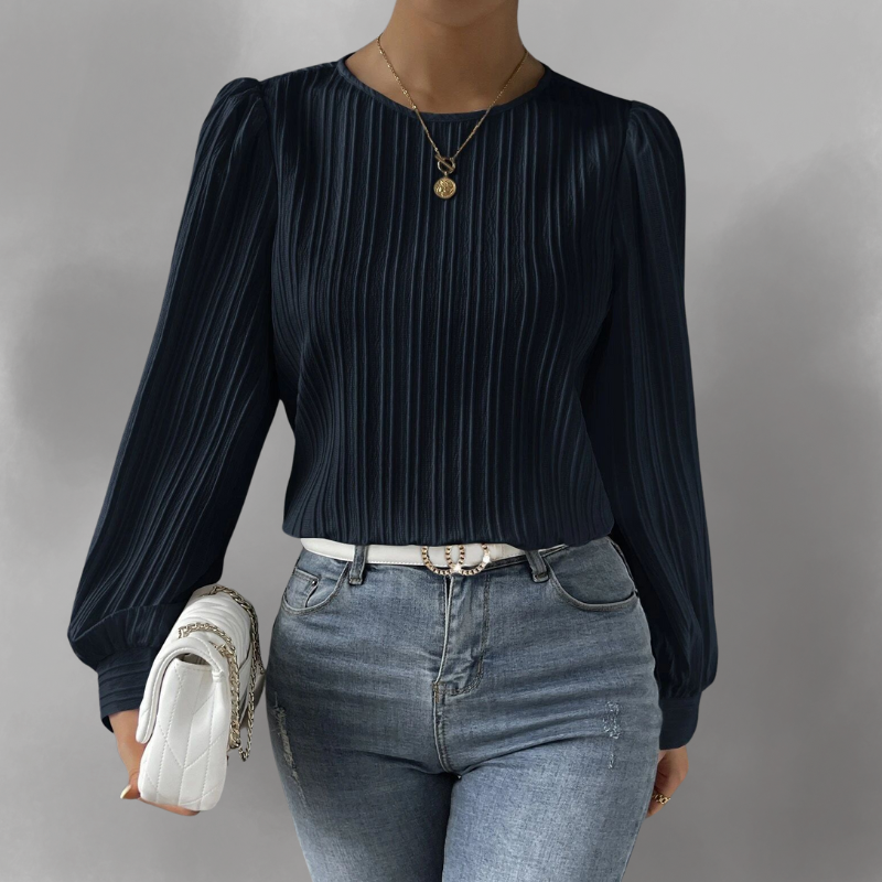 Carly – Pleated Long-Sleeve Blouse