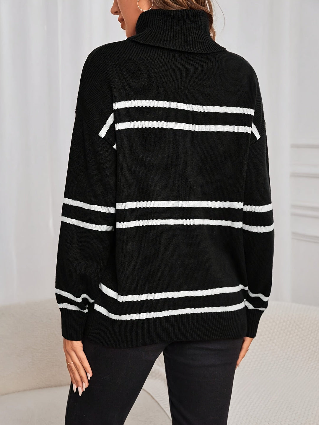 Thea – Striped Turtleneck Sweater