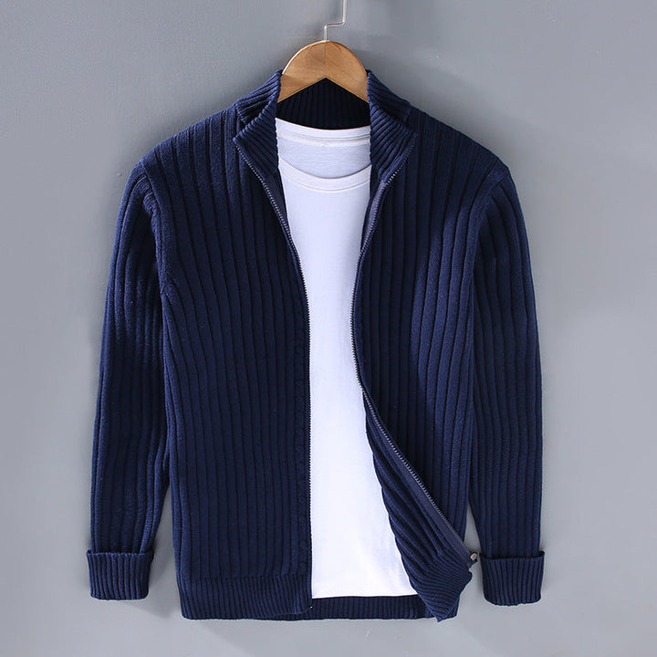 Jacob – Ribbed Zip-Up Cardigan