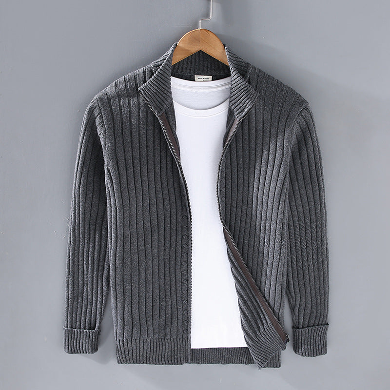 Jacob – Ribbed Zip-Up Cardigan