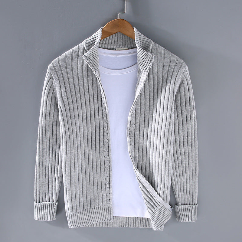 Jacob – Ribbed Zip-Up Cardigan