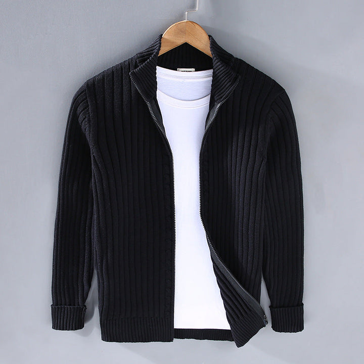 Jacob – Ribbed Zip-Up Cardigan