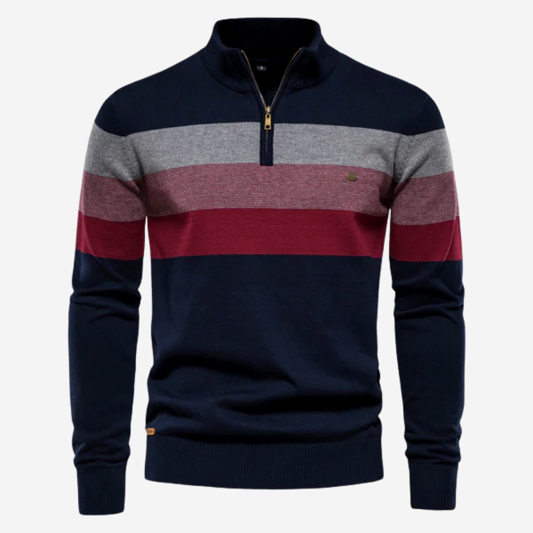 Matt – Striped Quarter-Zip Sweater