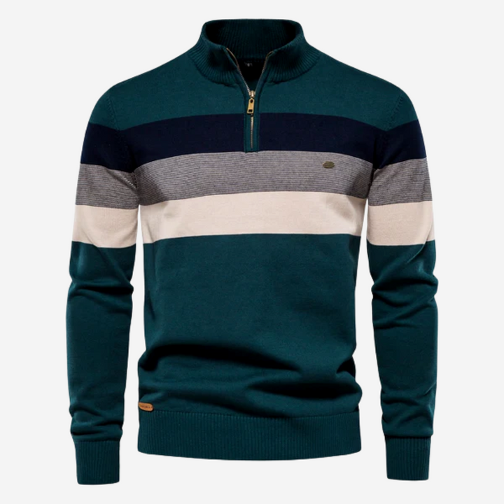 Matt – Striped Quarter-Zip Sweater