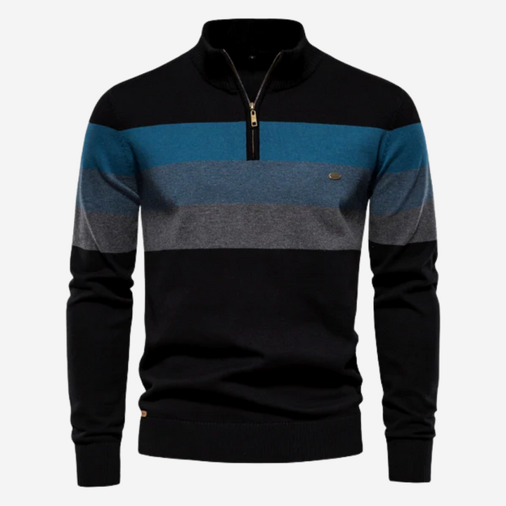 Matt – Striped Quarter-Zip Sweater