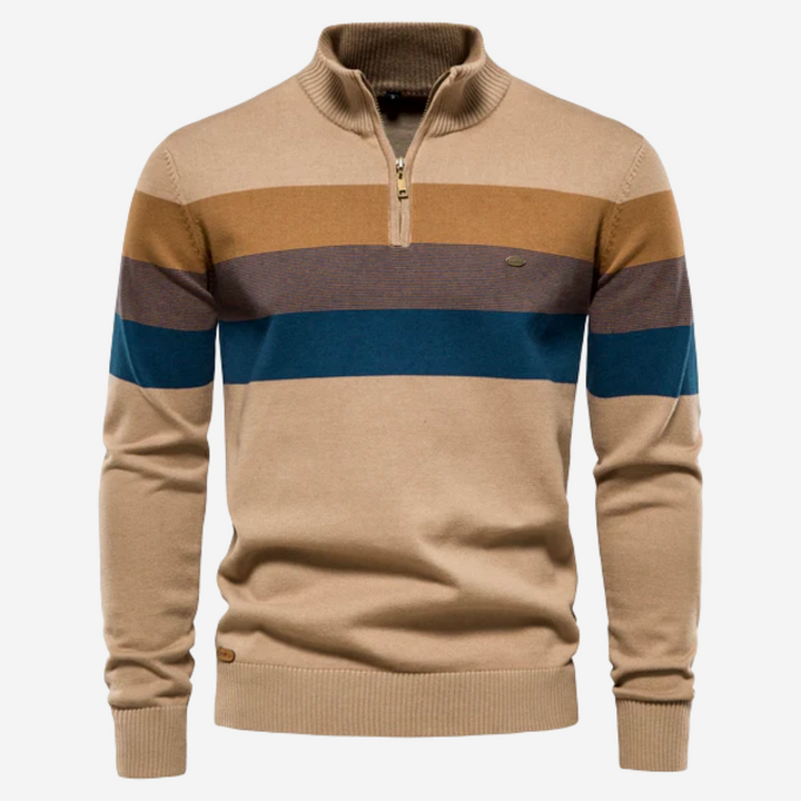 Matt – Striped Quarter-Zip Sweater