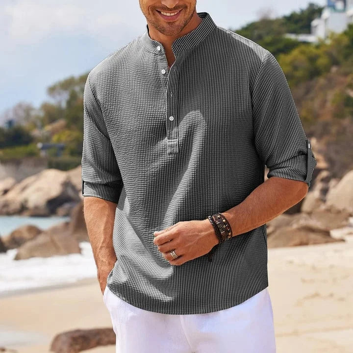 Damian – Textured Mandarin Collar Shirt