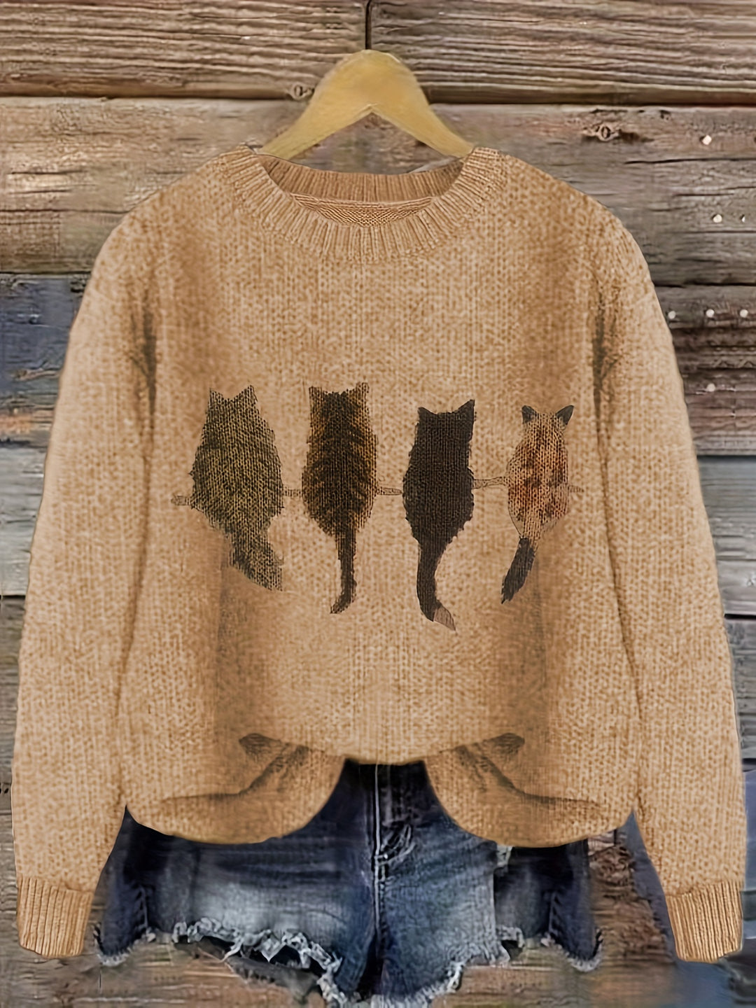 Cheska – Knit Sweater with Cat Design