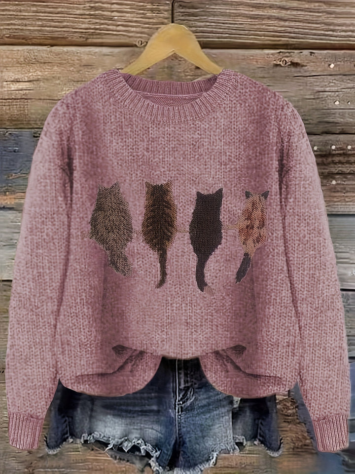 Cheska – Knit Sweater with Cat Design