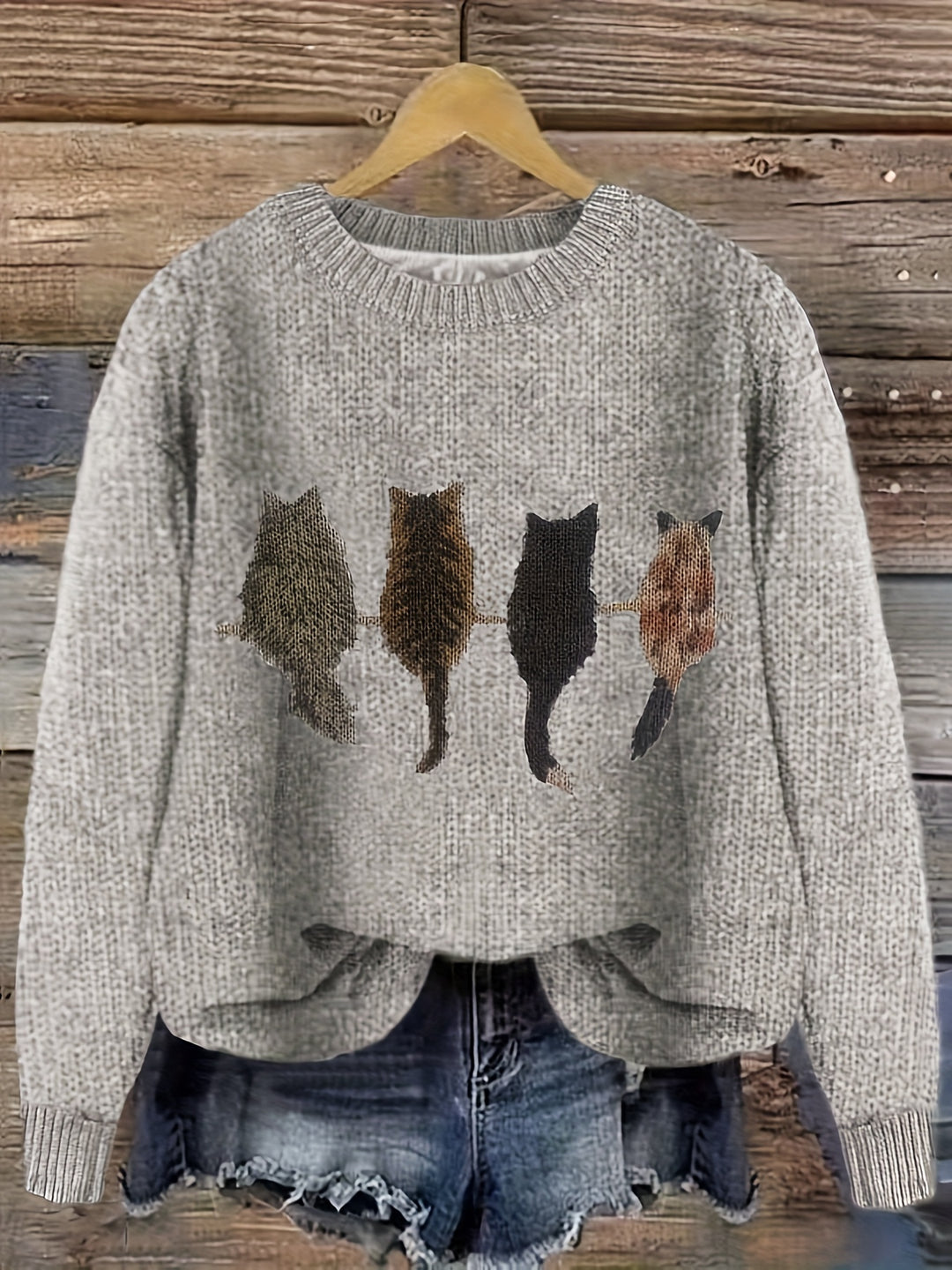 Cheska – Knit Sweater with Cat Design