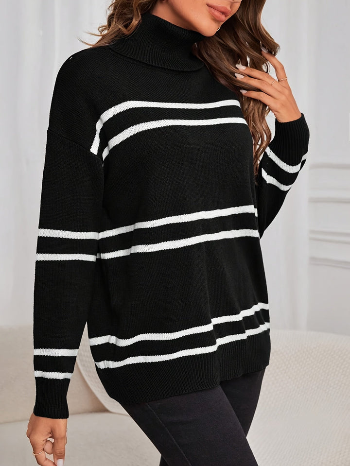 Thea – Striped Turtleneck Sweater