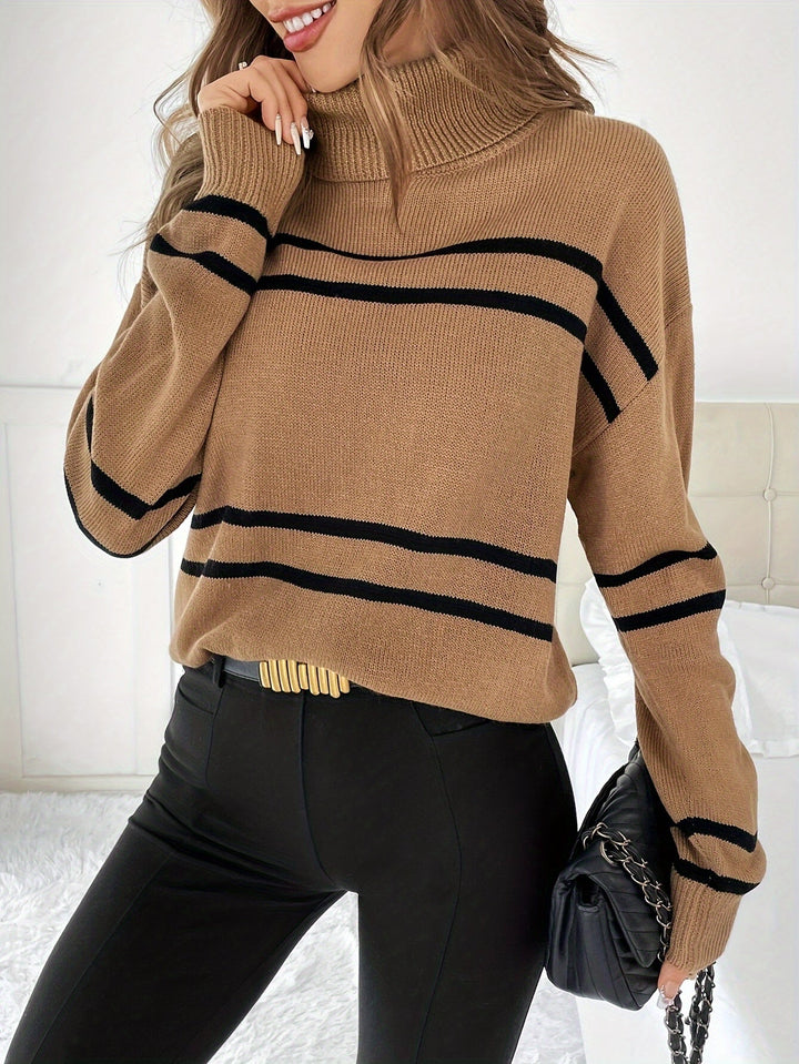 Thea – Striped Turtleneck Sweater