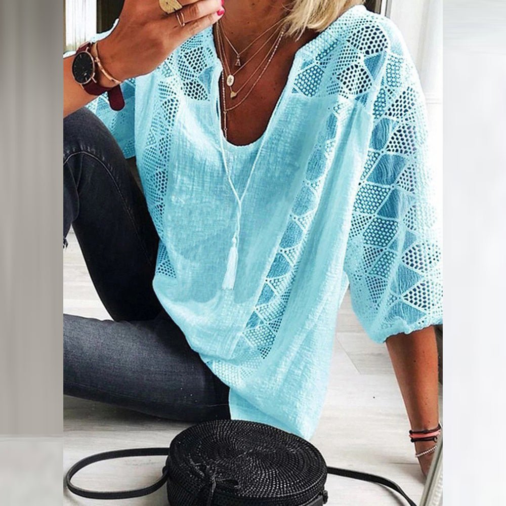 Sherry™ | Boho Crochet-Detail Blouse